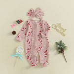 Load image into Gallery viewer, Lovely Baby Girls or Boy Christmas Romper with Long Sleeve either Candy Cane/Gingerbread Print
