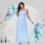 Load image into Gallery viewer, Maternity Dress with Tulle and Cap Sleeves - Beautiful Evening Gown with Small Floral Embroidered Mesh
