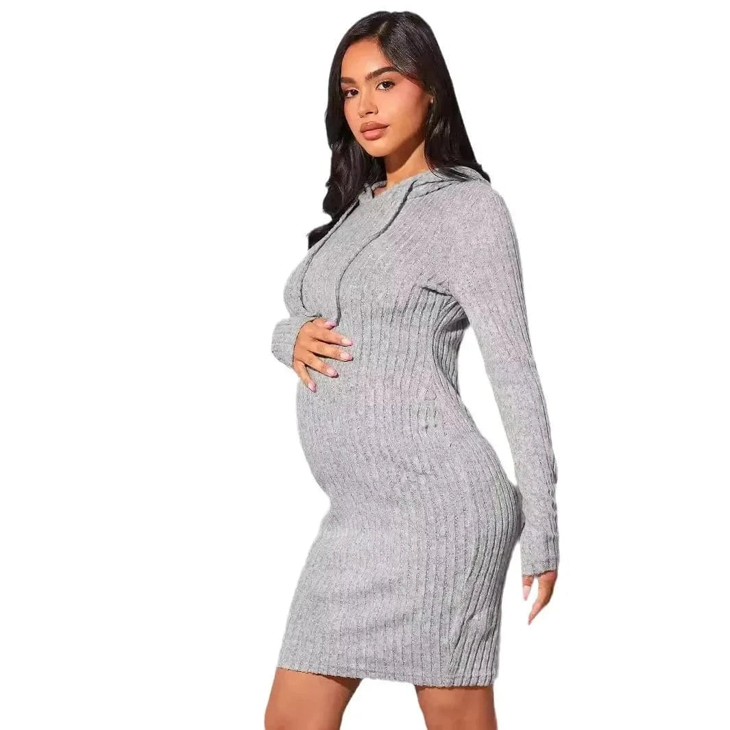 Maternity Knit Hoodie Dress