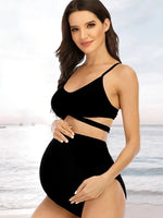 Load image into Gallery viewer, Maternity Tankini Set High Waist Bikini for Beach Vacation

