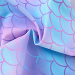 Load image into Gallery viewer, Fabric with mermaid scale pattern in purple and blue
