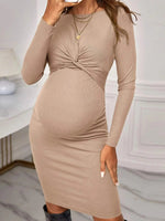 Load image into Gallery viewer, Knit Maternity Dress -  Long Sleeve  with Cinched Waist
