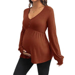 Load image into Gallery viewer, Maternity V-neck T-shirt  with Long Sleeve

