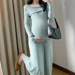 Load image into Gallery viewer, Maternity One-line Collar Knitted Dress
