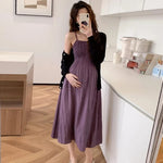 Load image into Gallery viewer, Spring Maternity Dress with a Long Sleeve Cardigans
