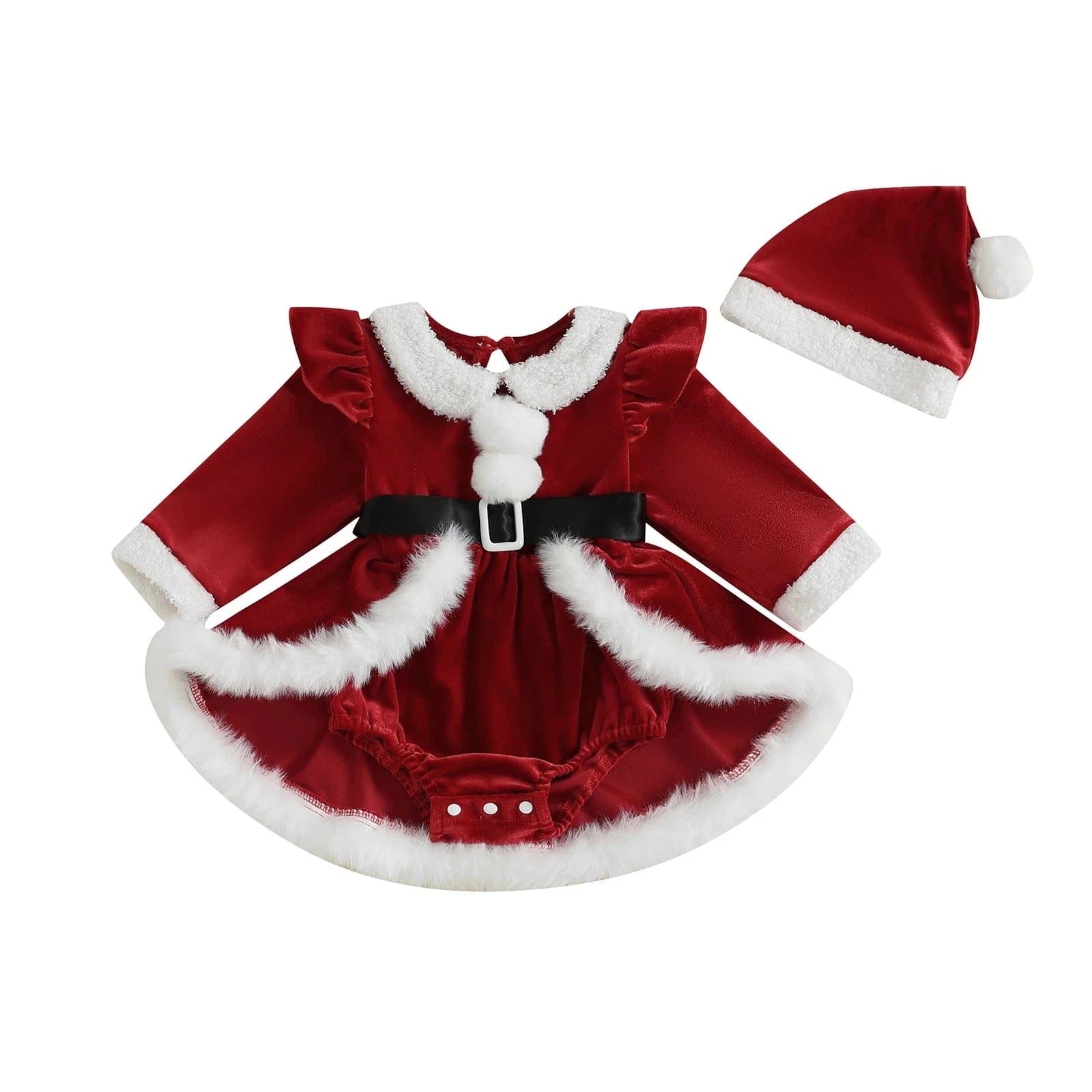 Christmas Baby Girls Dress. Plush Velvet with Long Sleeve