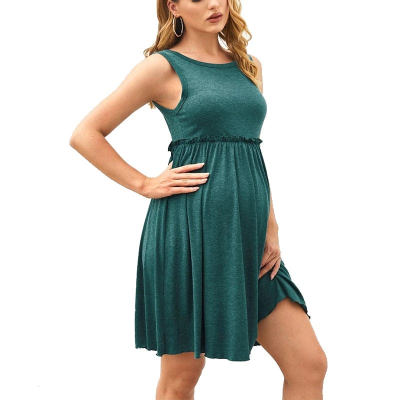 Maternity Sundress Casual Dress - Sleeveless With Pockets