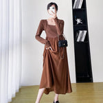 Load image into Gallery viewer, Maternity Dress with Long Sleeve  and Square Collar
