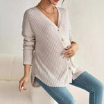 Load image into Gallery viewer, Maternity Casual Thin Knitted Cardigan with V Neck and Buttons
