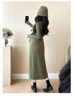 Load image into Gallery viewer, Autumn/winter Maternity Knitted Dress with Long Sleeve and Turtle Neck and High Waist
