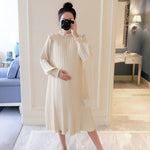 Load image into Gallery viewer, Maternity Dress - Chiffon Pleated and Long Sleeve
