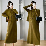 Load image into Gallery viewer, Maternity Knitted Sweater Vest and Dresses - Two Piece Long Sleeve High Neck Dress
