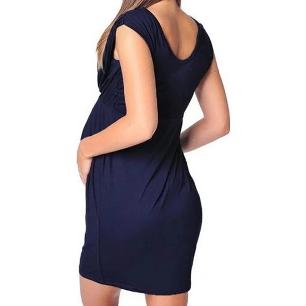 Sleeveless Maternity Dress with a High Waist