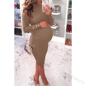 Maternity Dress W/Buttons on the Side of the Arm and Long Sleeves
