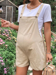 Maternity Solid Color Suspender Jumpsuit With Adjustable Waist