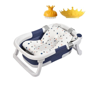 Portable Collapsible Baby Bathtub for Newborn to Toddler - Durable Infant Bath Tub with Soft Cushion