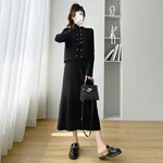 Load image into Gallery viewer, Maternity Knitted Sweater Vest and Dresses - Two Piece Long Sleeve High Neck Dress

