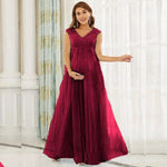 Load image into Gallery viewer, Chiffon Lace Maternity Long Dress with a V-neck
