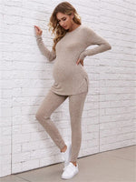 Load image into Gallery viewer, Maternity Split Hem Top &amp; Adjustable Elastic Waist Pants  - Two piece set

