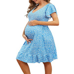 Load image into Gallery viewer, Maternity Summer Dress - V-neck Floral Casual Short-Sleeve Dress
