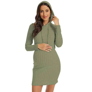 Maternity Knit Hoodie Dress