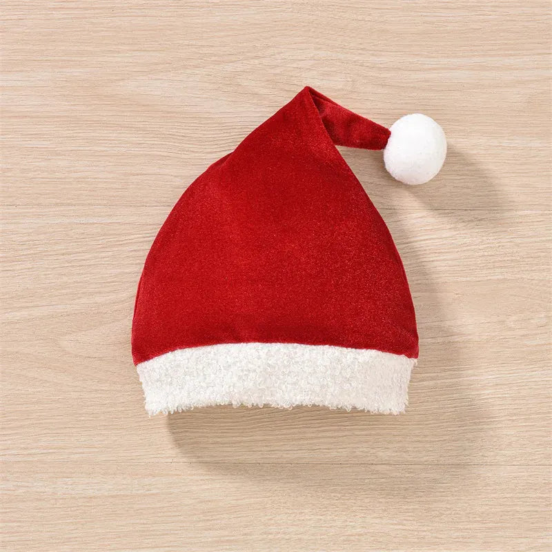 Christmas Infant Baby Girls Velvet Bodysuit Dress with Long Sleeve and Cap