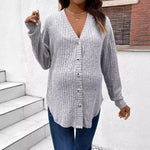 Load image into Gallery viewer, Maternity Casual Thin Knitted Cardigan with V Neck and Buttons
