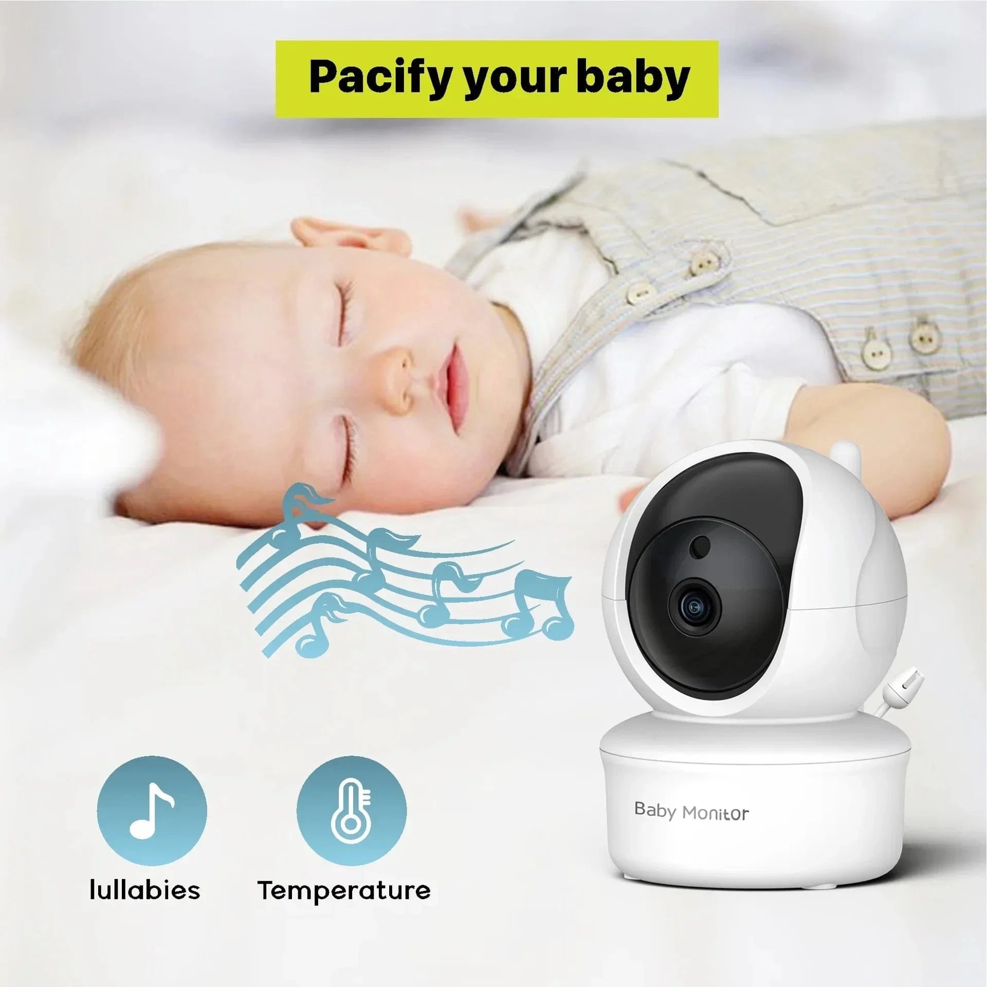 5 Inch Video Baby Monitor with Camera 360° with Remote Control - Pan-Tilt 2X Zoom Nanny Cam