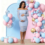 Load image into Gallery viewer, Maternity Mesh Long Sleeves Midi Christmas Party Dress
