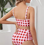 Load image into Gallery viewer, Women's Maternity Swimsuit - Checkered 2 Piece Maternity Bathing Suit
