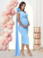 Load image into Gallery viewer, Maternity One Shoulder 3D Floral Summer Dress - Perfect for Baby Shower or a Photoshoot
