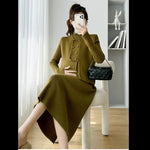 Load image into Gallery viewer, Maternity Knitted Sweater Vest and Dresses - Two Piece Long Sleeve High Neck Dress
