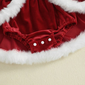 Christmas Baby Girls Dress. Plush Velvet with Long Sleeve