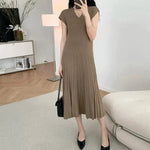 Load image into Gallery viewer, Maternity Knitted Dress with Short Sleeve and V-neck
