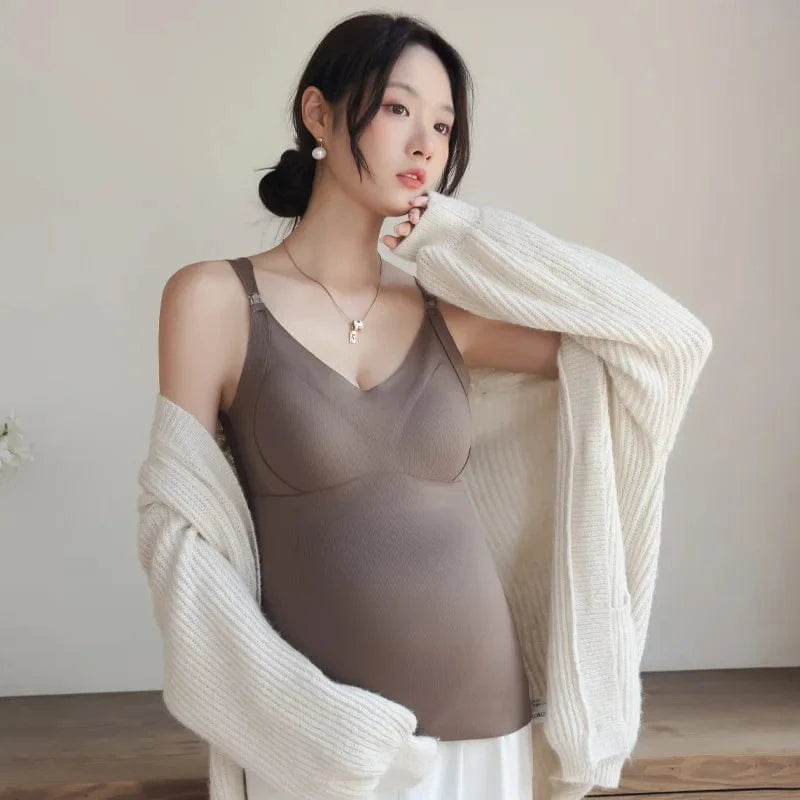 Woman Maternity Breastfeeding Camisole with Built in Bra