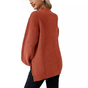 Knitted Maternity Sweaters with Zipper and Side Split