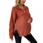 Load image into Gallery viewer, Knitted Maternity Sweaters with Zipper and Side Split
