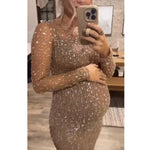 Load image into Gallery viewer, Beaded and Sheer Maternity Dress for Formal Wear or Photoshoot
