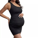 Load image into Gallery viewer, Sexy Off-the-shoulder Maternity Black Dress

