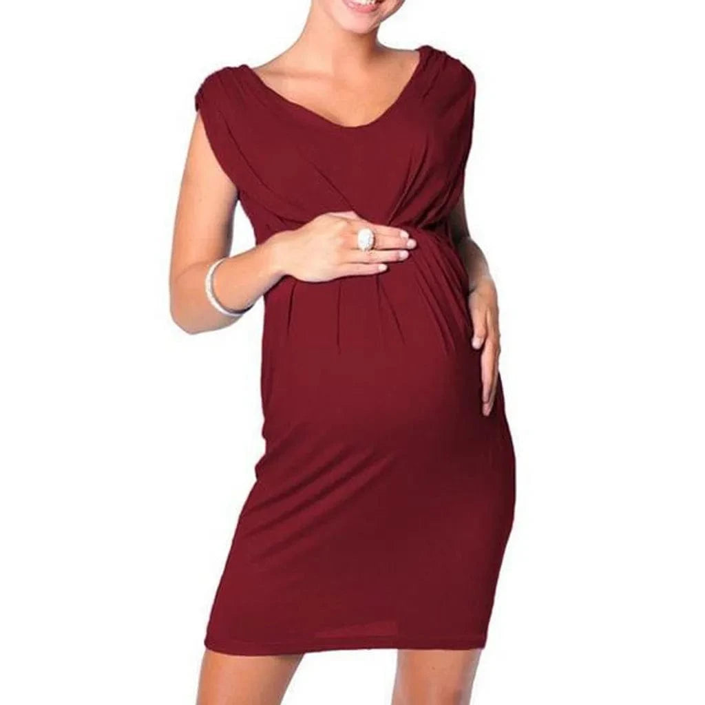 Sleeveless Maternity Dress with a High Waist