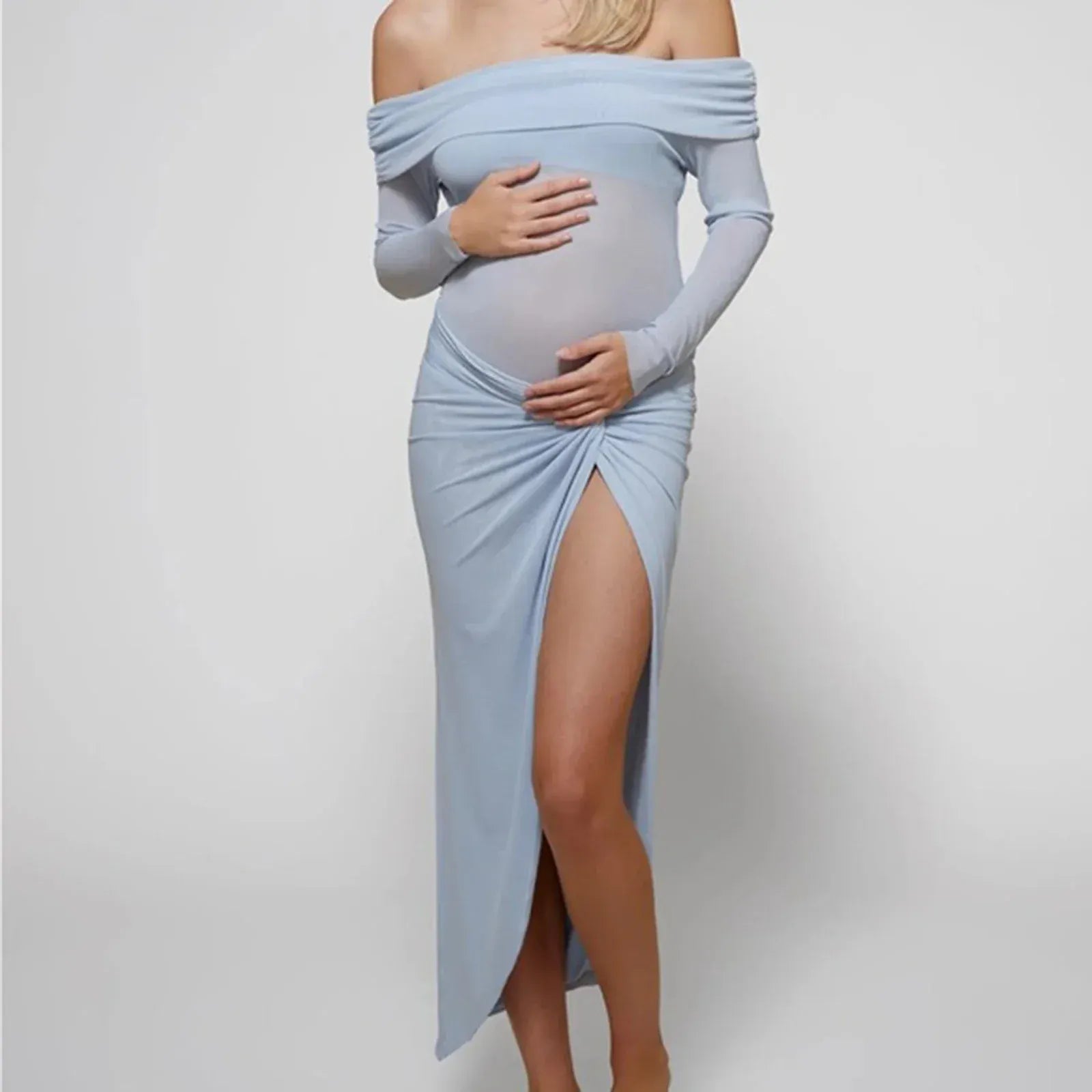 Maternity Dress For Christmas Parties = Off Shoulder Long Sleeve