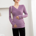 Load image into Gallery viewer, Across V neck Knitted Nursing Sweaters  -  Slim Fit and Soft
