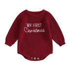 Load image into Gallery viewer, Baby Boy or Girl Sweater Knit Rompers - 1st Christmas Long Sleeve Jumpsuits for Newborn Baby Clothes
