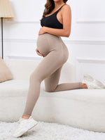 Load image into Gallery viewer, Elastic High Waist Maternity Leggings with Belly Support - Great as Postpartum Leggings
