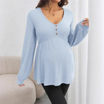 Load image into Gallery viewer, Maternity V-neck T-shirt  with Long Sleeve
