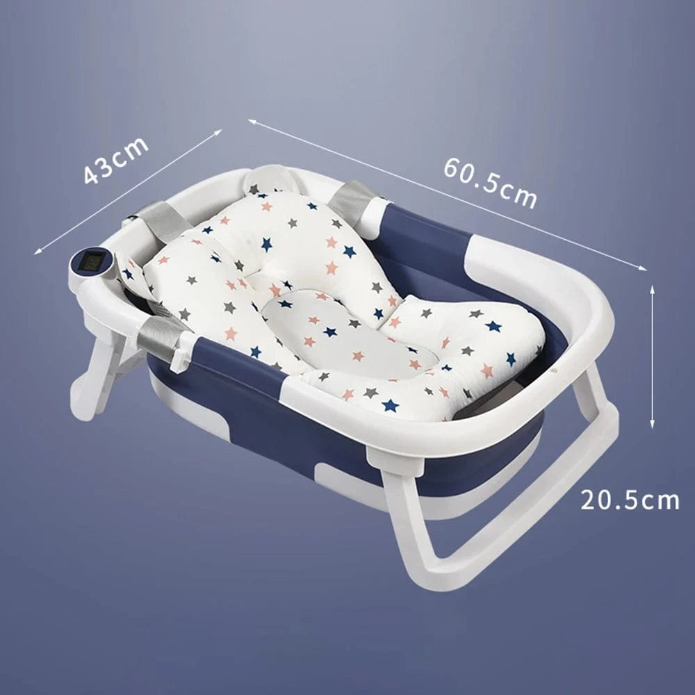 Portable Collapsible Baby Bathtub for Newborn to Toddler - Durable Infant Bath Tub with Soft Cushion