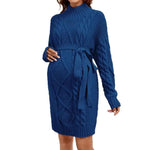 Load image into Gallery viewer, Maternity Casual Knitted High-neck Long-sleeved Sweater Dress
