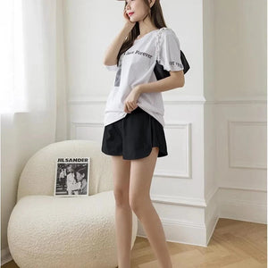 Maternity Summer Cotton Shorts Wide Legs