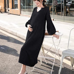 Load image into Gallery viewer, Maternity Long Sleeve V-Neck Knitted Dresses
