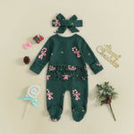Load image into Gallery viewer, Lovely Baby Girls or Boy Christmas Romper with Long Sleeve either Candy Cane/Gingerbread Print

